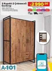 3 KAPAKLI 2 ÇEKMECELİ GARDIROP